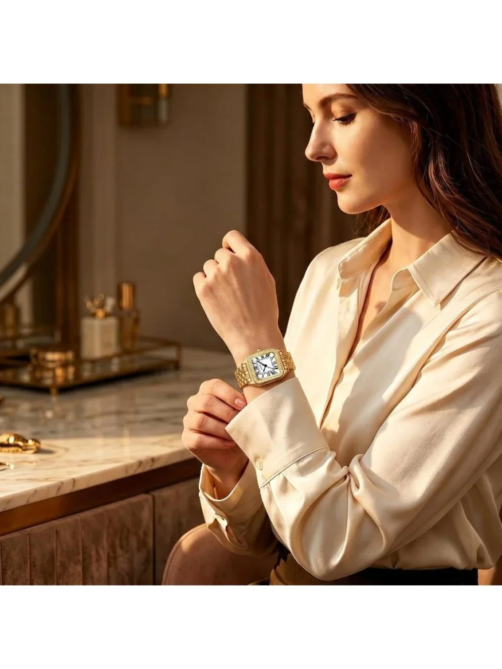 Women's All Gold Luxury Minimalist Roman Numeral Casual Dial Classic Wrist Watch